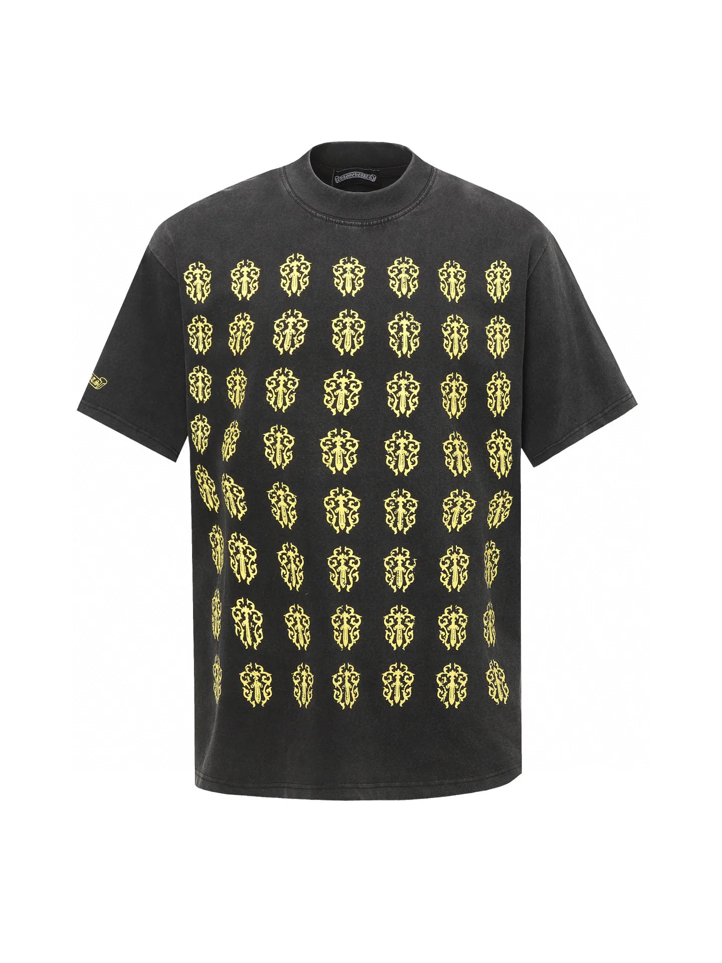 🅿️180 Chrome hearte/Chrome heart ch 25ss early spring new pattern logo washed T-shirt short sleeves. A must-have item for daily commuting for men and women in light luxury. The correct version is welcome to compare. Detailed features: 280g 100% cotton double yarn jersey fabric. Custom dyed in the same vat with special thickened 32 count double-strand 1x1 thread. Double-needle cross-stitch technology. Original main mark. Washed hangtag. COLOUR: Washed black. SIZE：xs-l